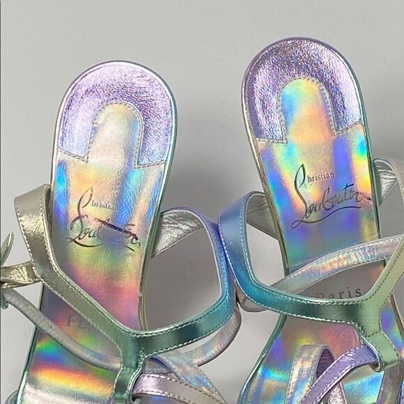 Christian Louboutin 100mm Mara Meatllic Leather Sandals size 37 - Picture 5 of 14